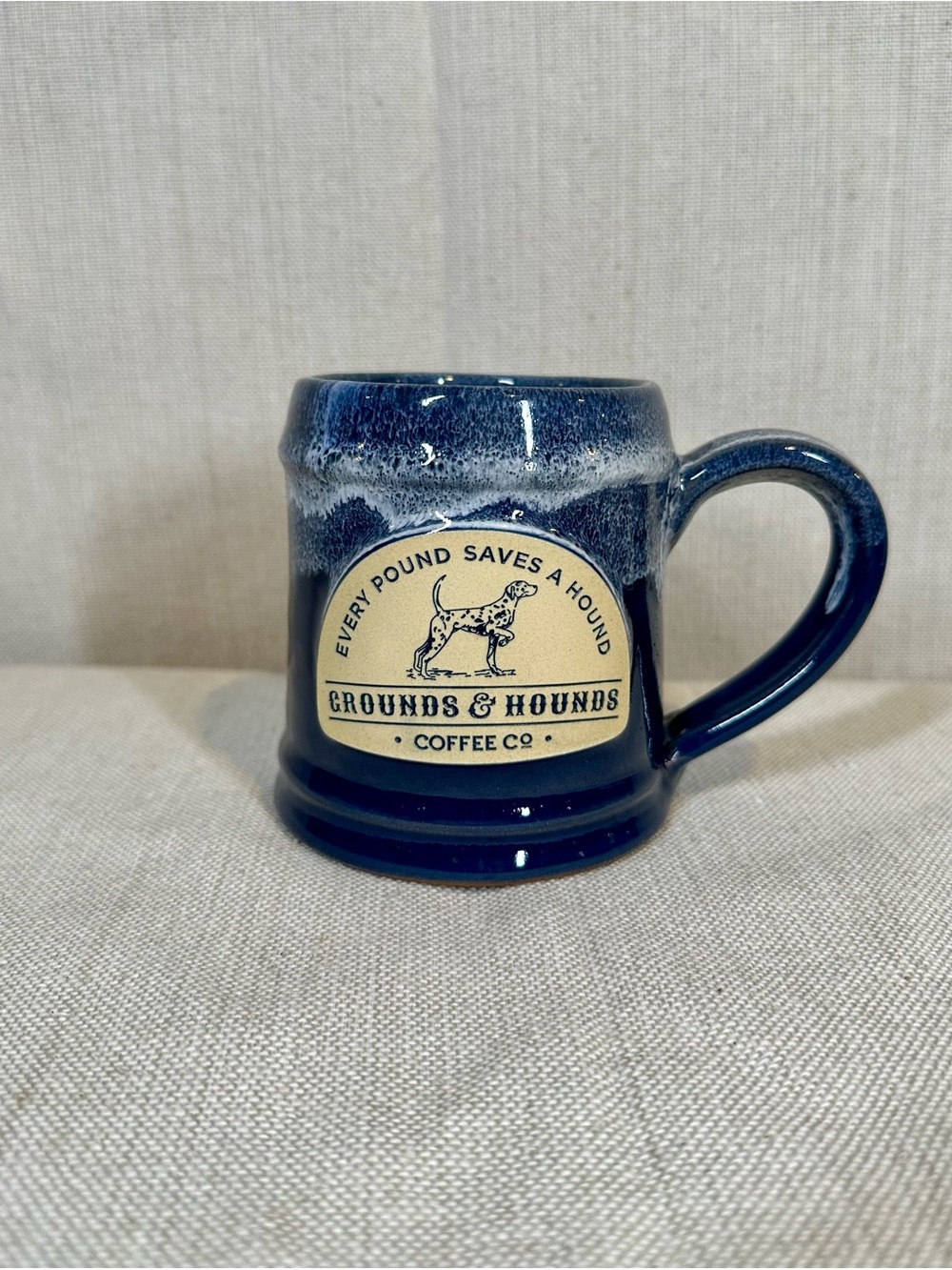 Deneen Pottery Grounds & Hounds Coffee Co. 2019 Handthrown Mug Blue